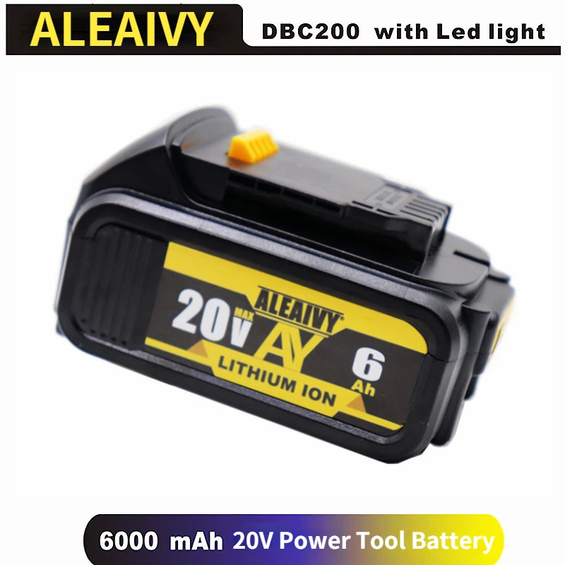 20V 6000mAh Power Tool Battery for Dewalt DCB180 DCB181 DCB182 DCB201 DCB201-2 DCB200 MAX Power Tools 18650 Lithium Batteries