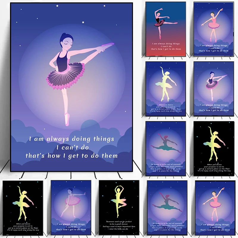 

Abstract Ballet with Inspirational Phrases Poster Canvas Painting Wall Art Pictures Living Room Corridor Bedroom Home Decoration