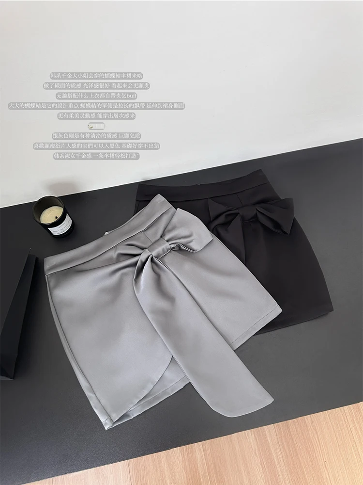 Мини-юбка Женская атласная элегантная офисная винтажная ретро-юбка со старыми