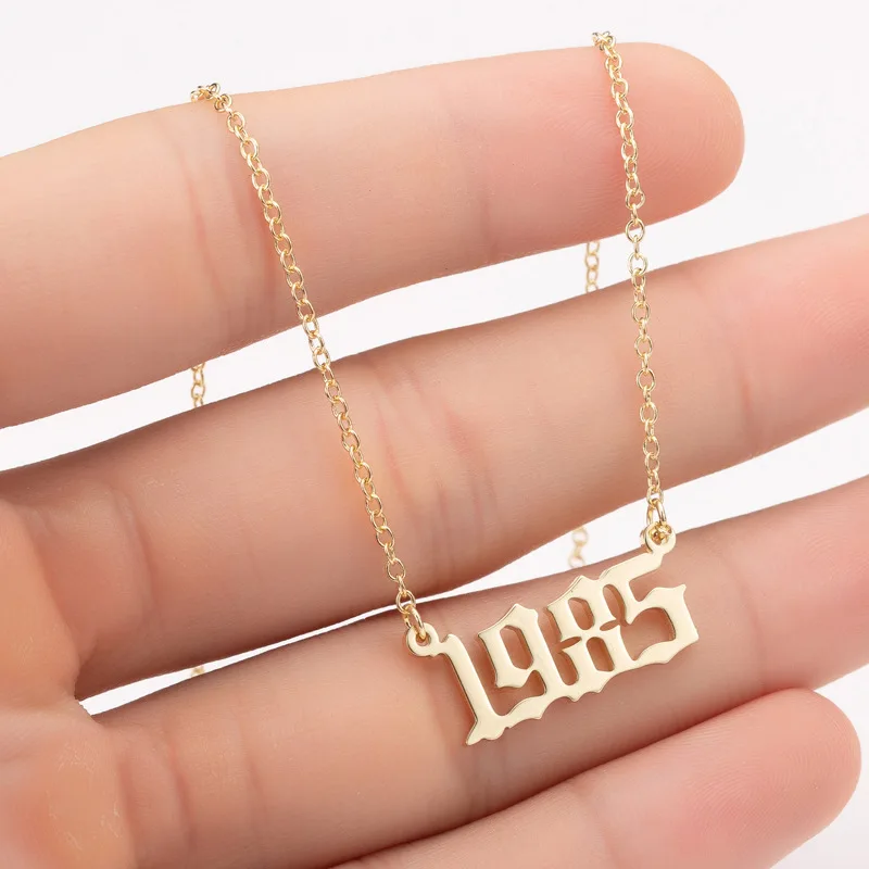 

New Personalize Year Number Necklaces for Women Birth Special Date 1982 1989 2000 1999 Birthday Gift From 1980 To 2022
