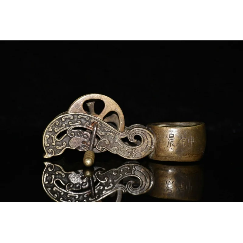 

5.1" Chinese Fine Copper Brass Restore Ancient Ways Dragon Grain Ink Fountain