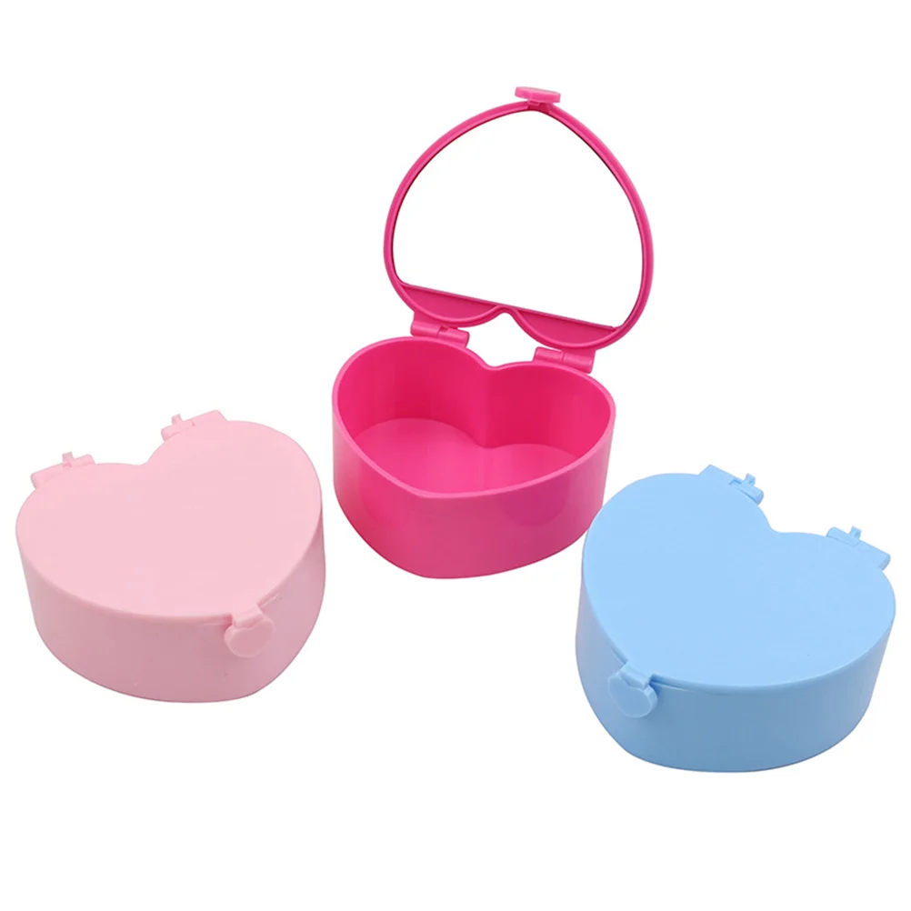 

3Pcs 3Pcs Heart Shaped Creative Jewel Box Small Children Baby Necklace Storage Box With Mirror Kids Gifts (Pink, Rose, Blue)