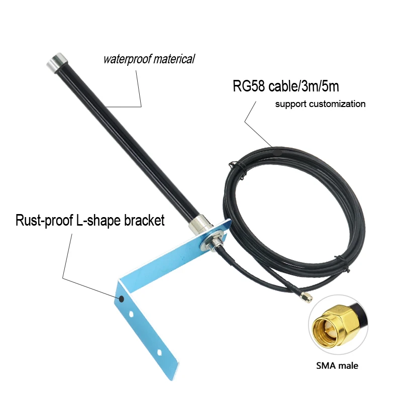 Helium Miner 4G LTE 3G GSM External WiFi  Outdoor Aerial Fiberglass Omni IP67 Waterproof Antenna With RG58 Cable