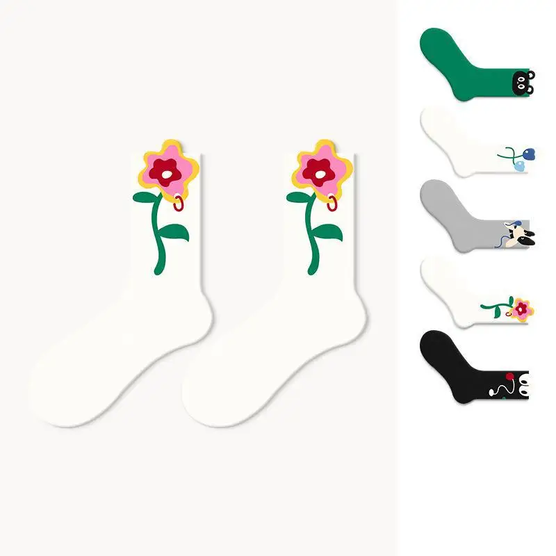 

Socks women's middle tube Instagram profane flower wear socks