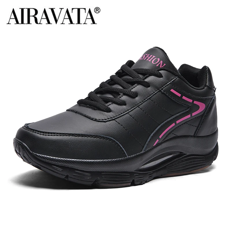 Women Chunky Sneakers Famale Shake Shoes Cushioned Artificial Leather Autumn Woman Walking Shoes