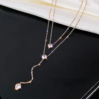 fashion fine jewelry 2 layer embedded zircon sexy tassel charms chain choker necklaces pendants for women simple design jewelry