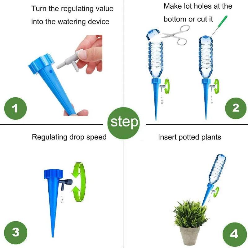 Self Watering Devices Auto Drip Irrigation Plant Spikes with Slow Release Control Switch for Indoor &amp Outdoor Plants |