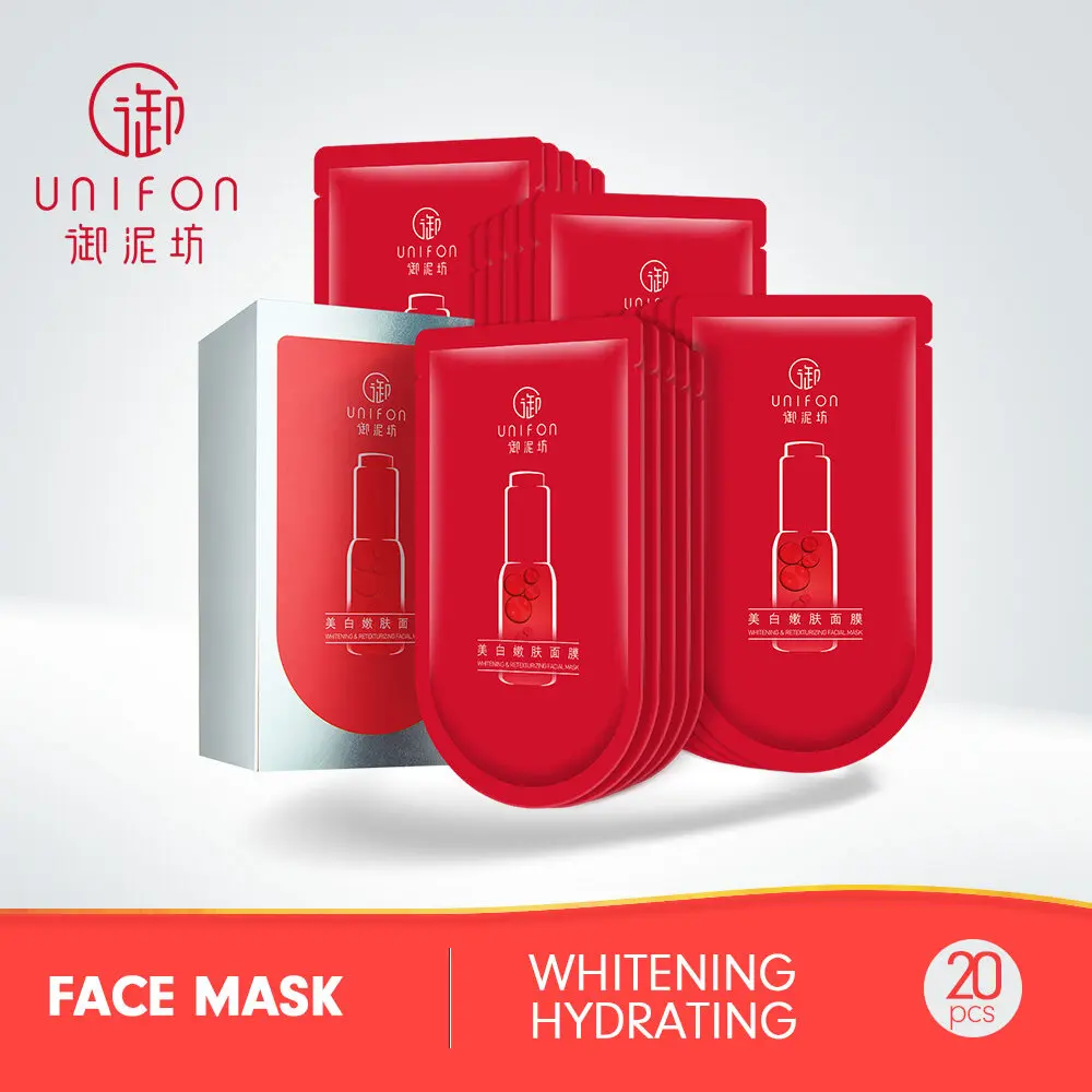 Unifon Whitening Face Mask Hydrating Moisturizing Freckle Hyaluronic Acid 30ml*20