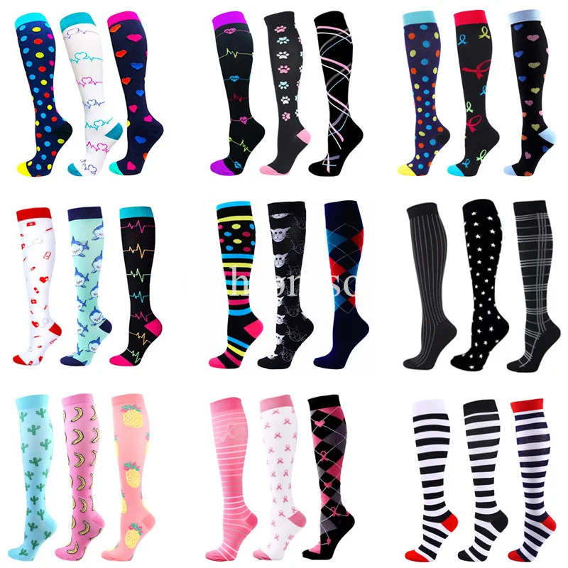 

3 Pairs Compression Socks Women Medical Nursing Stocking 20-30mmHg Edema Diabetes Varicose Veins Running Nurse Compression Socks