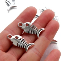 20pcslot tibetan silverfish bones charms pendant for jewelry making diy earring bracelet finding