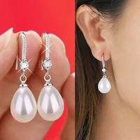 pear shaped simulated pearl dangle earrings for women graceful bridal accessories wedding jewelry 2022 statement earrings