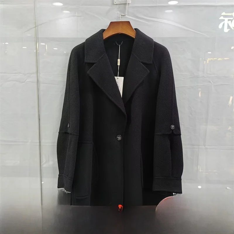 Same Sle with Mall De2668 Winter 2024 New Fashion Casual Loose Mid-Length Double-sided Cashmere coat Outerwear