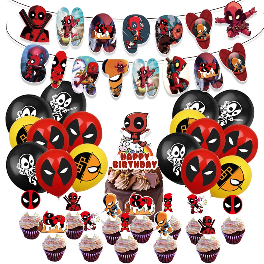 

Disney Marvel Superheroes Theme Deadpool Birthday Party Decoration Latex Balloon Cake Topper Baby Shower Supplies Children Toys