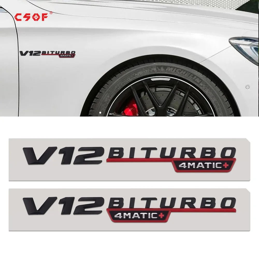 

Боковая хромированная эмблема V12 BITURBO 4matic + марка автомобиля для Mercedes Benz AMG C43 C63 C63S E43 E53 E63S S65L