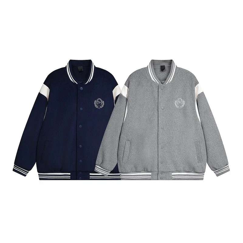 Qinglin Мужская винтажная бейсбольная куртка в американском стиле с вышивкой