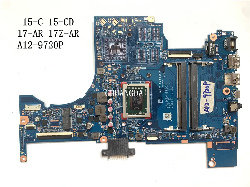 For HP Pavilion 17-AR 17Z-AR Laptop Motherboard With A10-9620P  A12-9720P DAG94AMB8D1 DDR4 100% Tested Fast Ship