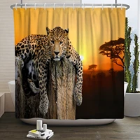 forest wild animals leopard shower curtains bathroom bathtub decoration waterproof bath curtain home decor with hooks