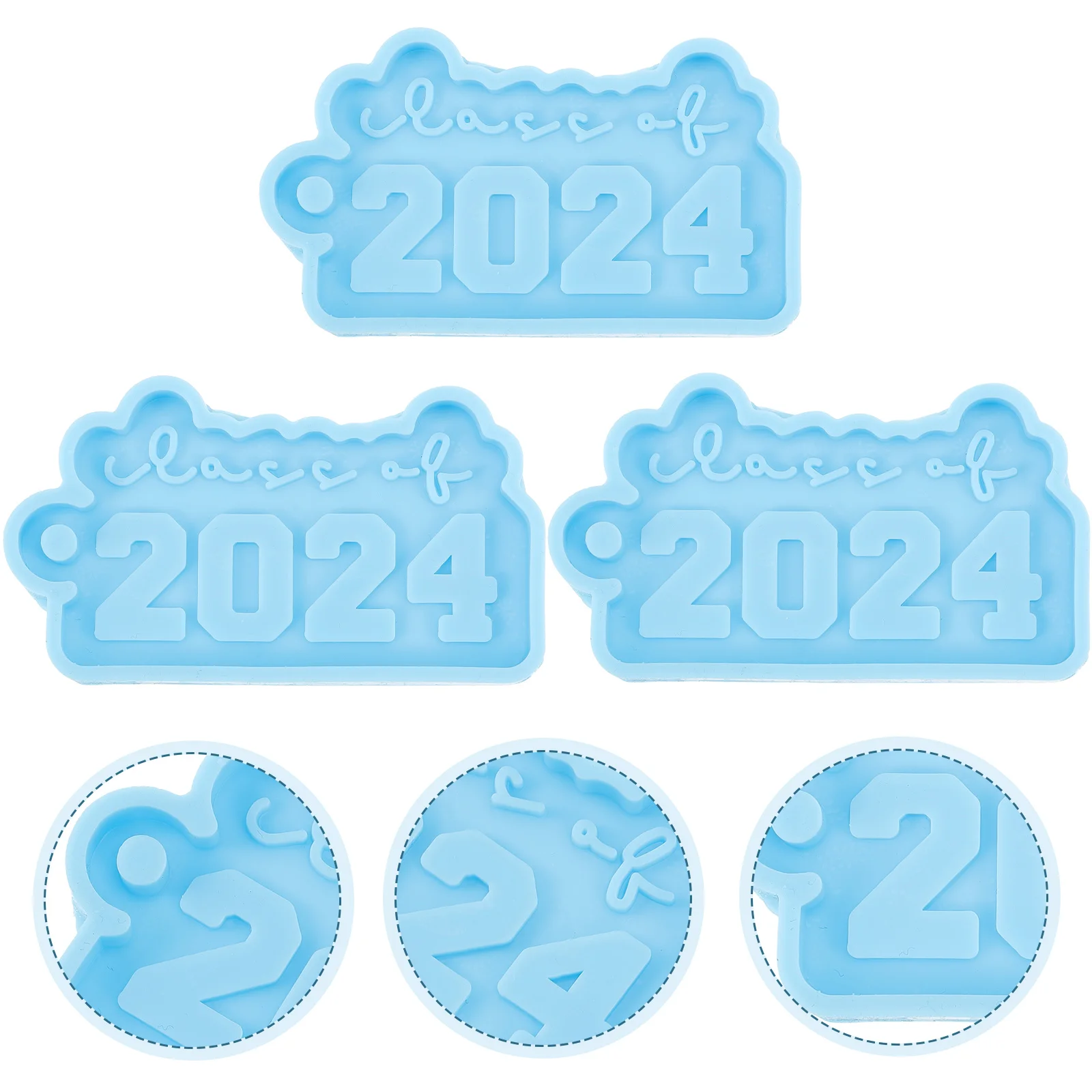 

3pcs Resin Epoxy Multi-functional Silicone Handicrafts DIY Keyring Charm Epoxy Molds Graduation Keychain Pendant Mold