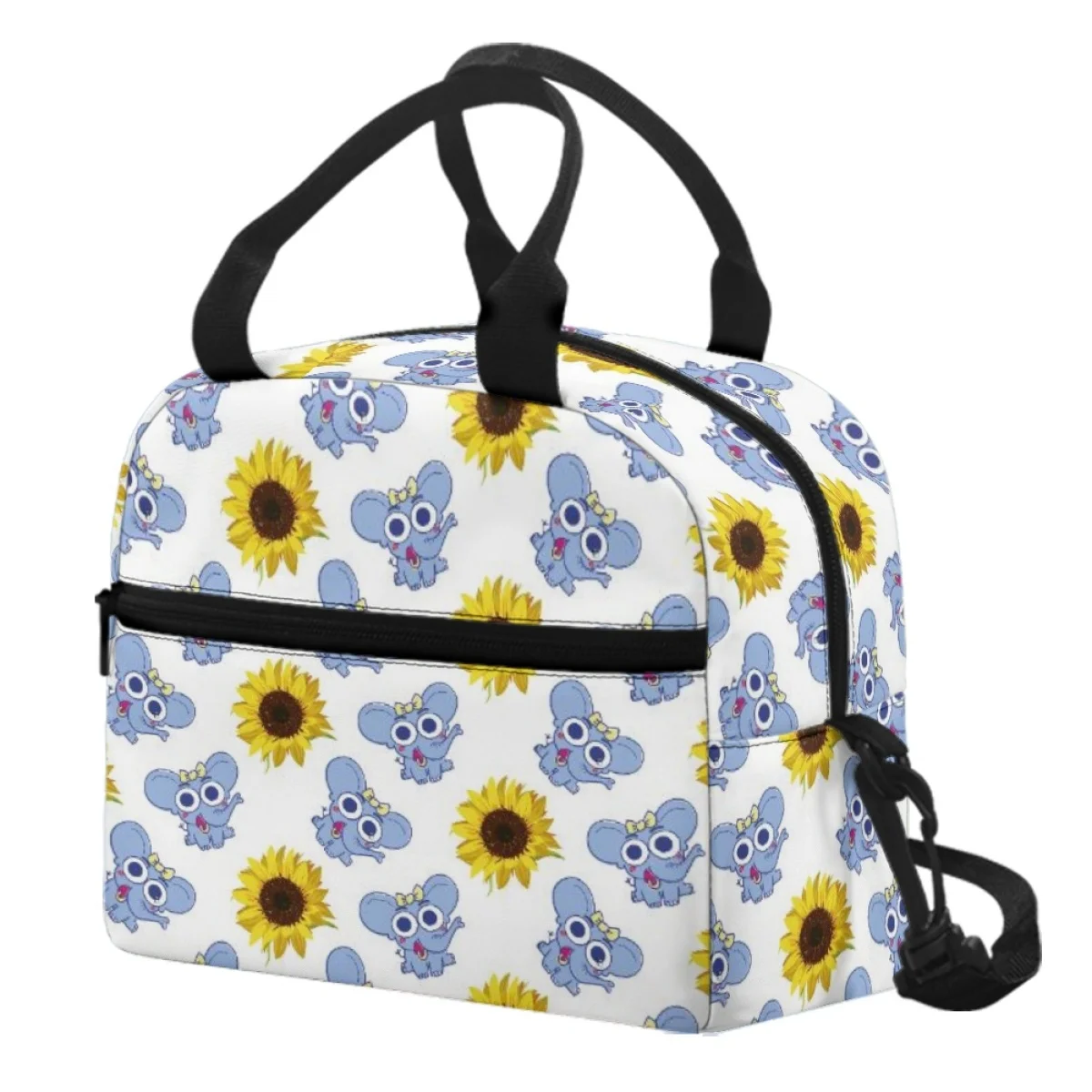 

Coloranimal Customized Sunflowers Elephant Cute Waterproof Oil-proof Canvas Thermal Food Picnic Lunch Bags Protable Lunch Packs