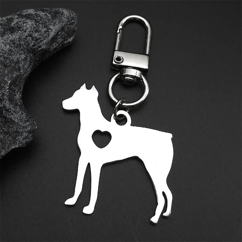 Доберман собака любовь сердце кулон брелок для женщин мужчин нержавеющая сталь