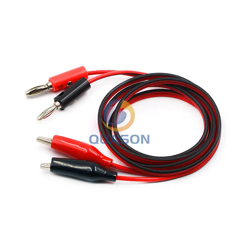4MM Dual Alligator Clip to Banana Connector Oscilloscope Test Probe Cable 1M 3FT Red Black images - 6