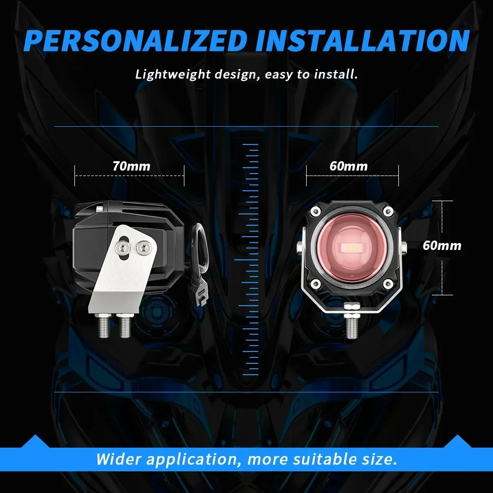 Прожектор для мотоцикла Bayerley красная пленочная линза белый желтый (5 режимов)