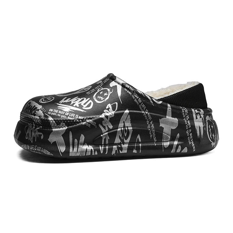 Теплые хлопковые тапочки с принтом