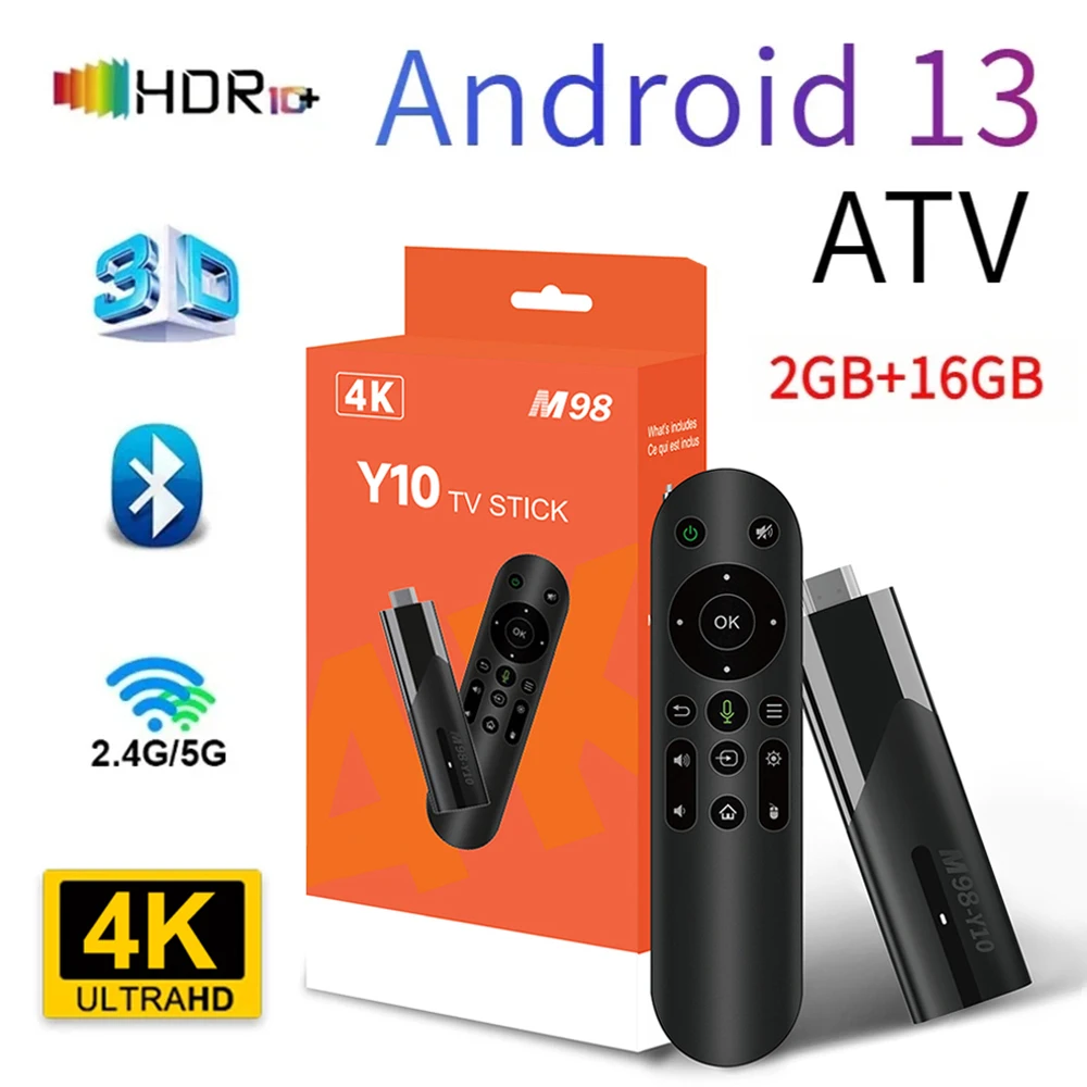 Умный ТВ-Стик M98 ATV для AllWinner H618 Quad Core Cortex A53 Dual WiFi 2 4G 5G Гб 16 HD 4K Android 13 голосовое