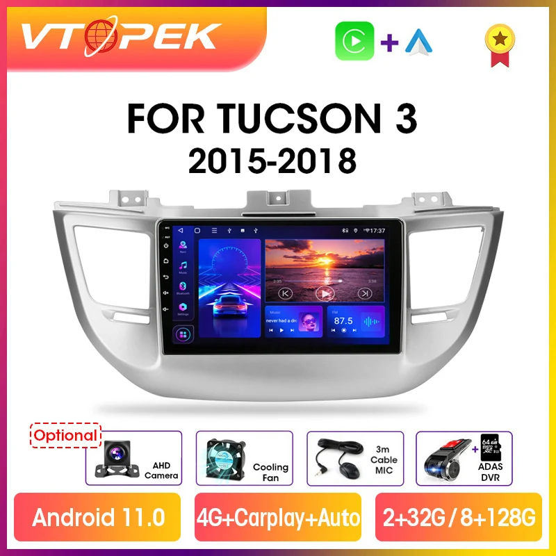 Vtopek 9" DSP 2din Android 11.0 Car Radio Multimedia Video Player Navigation GPS For Hyundai Tucson/IX35 3 2015-2018 Head Unit