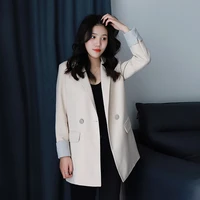 2022 spring autumn korean leisure coat womens blazers long sleeve single button notched formal clothes work wear