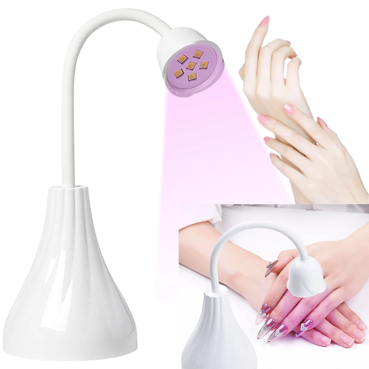 

LED Nail Lamp for Curing Polish Glue Nail Dryer with Rotary Light Head Fast-drying Glue Manicure Light USB Powered Nail Lamp