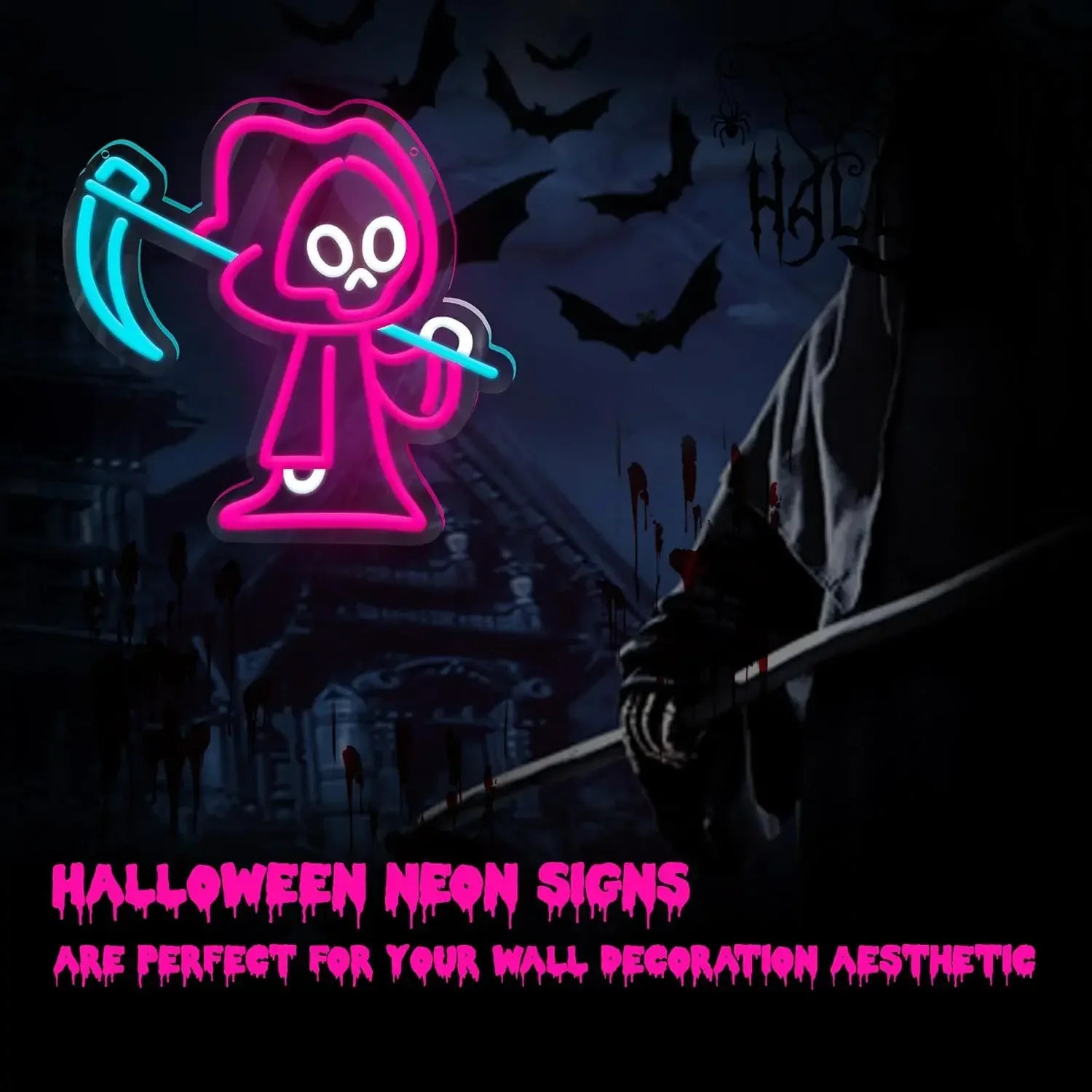Призрак На Хэллоуин Неоновая Вывеска С Регулируемой Яркостью Для Стен Входной