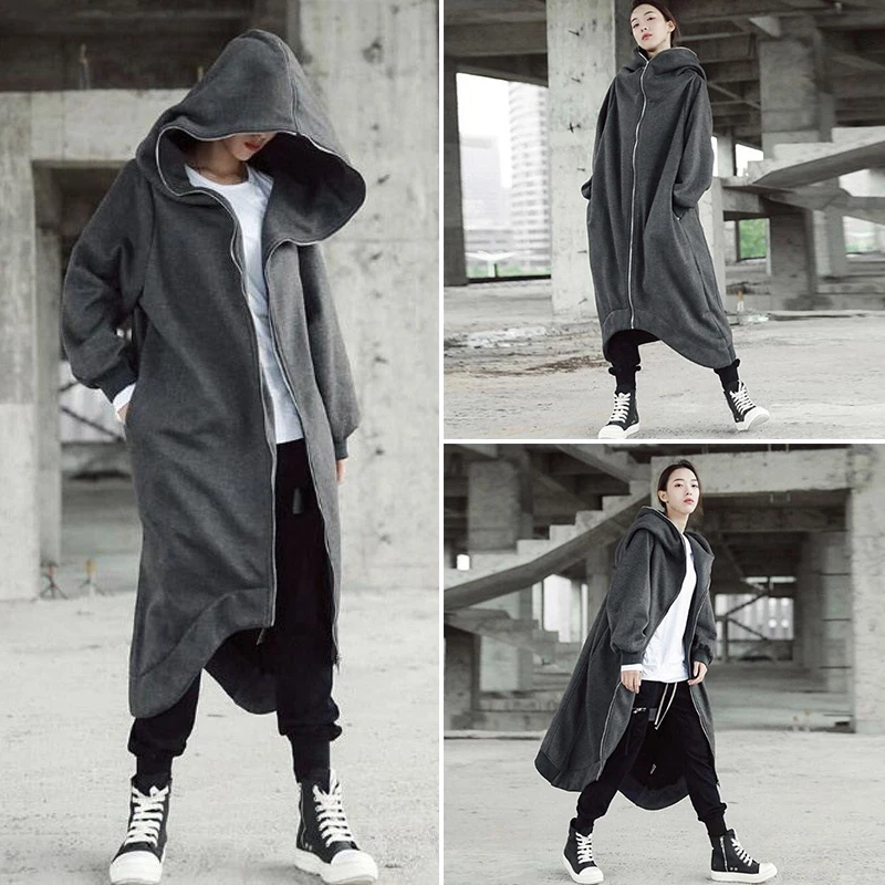 

2021 Fashionable Men And Women Long Sleeve Hooded Coat Zipper Closure Fleece Lined Long Hoodie Hot Sale Dropshipping