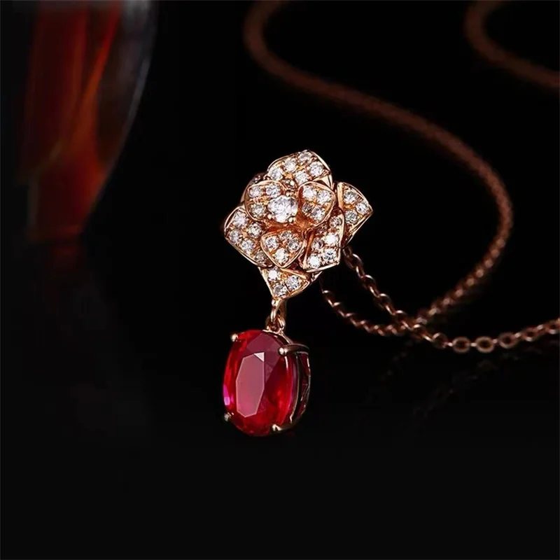 

Новый Медный набор циркониевых цветочных серег, ожерелье, модные темпераментные красные циркониевые серьги в форме капли воды, высококачес...