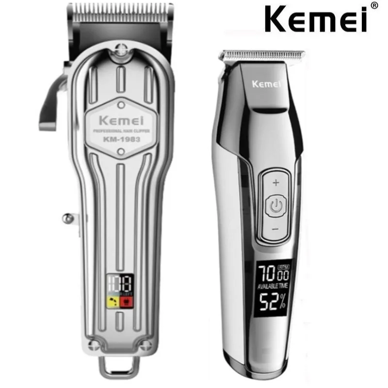 

Kemei Hair Clipper Professional Trimmer For Men Rechargeable Hair LED Trimmer Hair Cutter Mower Hair Cutting Machine Kit Combo