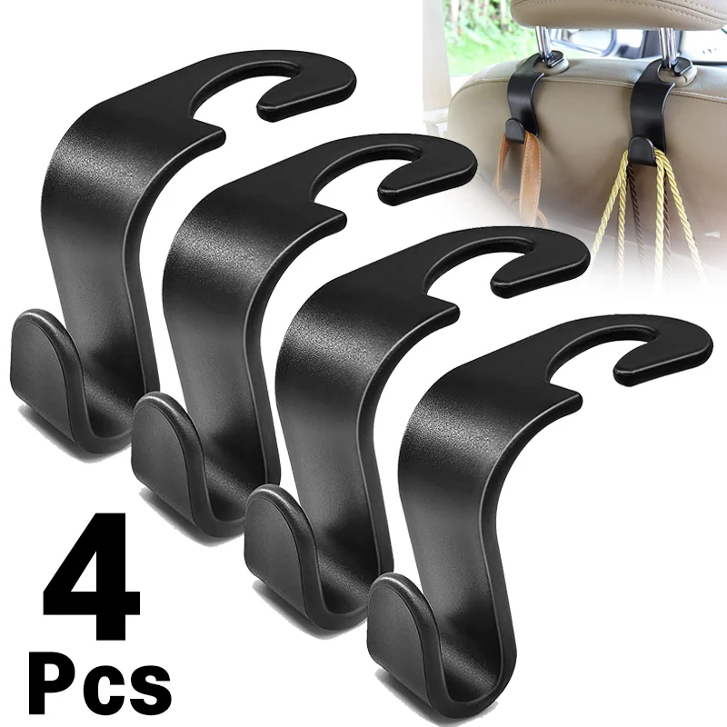 

4Pcs Mini Car Seat Headrest Hooks Universal Car Seatback Organizer Storage Hangers Holder for Handbag Purse Coat Hanging Hook