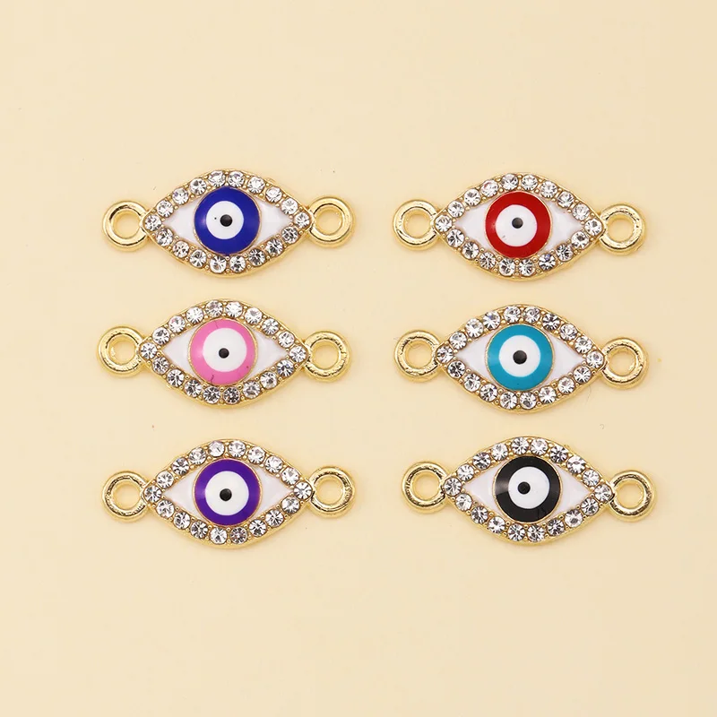 

10Pcs Gold Plated Crystal Evil Eye Charms Blue Eye Pendants for Jewelry Making DIY Bracelets Necklaces Connectors Accessories