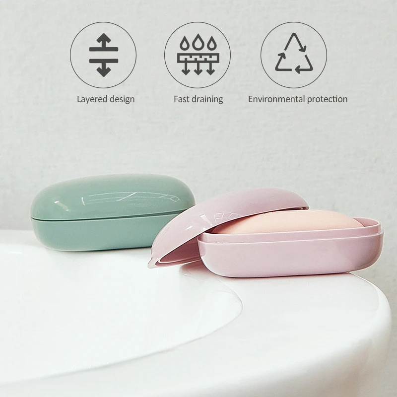 

Portable Travel Soap Holder With Lid Waterproof Leakproof Soap Dish Household Plastic Shower Storage Holder Bathroom Accessories