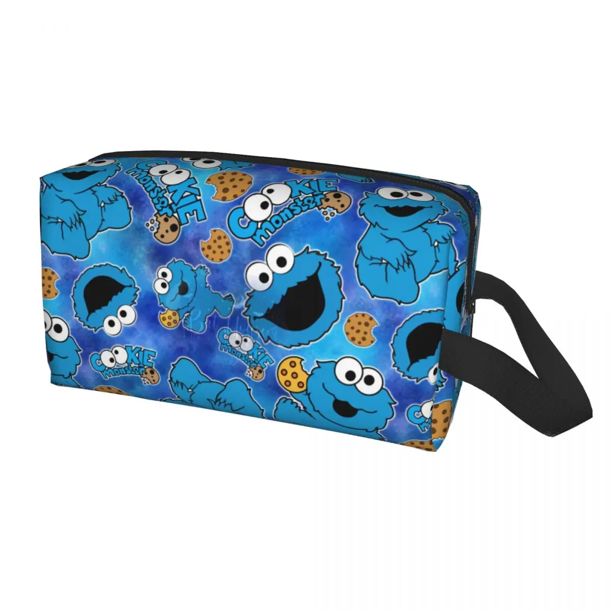 

Travel Funny Happy Sesame Street Toiletry Bag Kawaii Cookie Monster Makeup Cosmetic Organizer Women Beauty Storage Dopp Kit Case