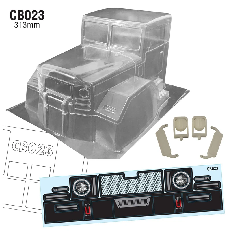 1/10 гусеничный кузов внедорожника оболочка автомобиля 313 мм Колесная база полугрузовик с зеркалом заднего вида/фотооболочка для TRX4 AXIAL SCX10II