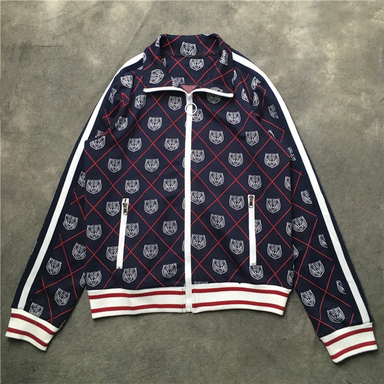 

Мужская бейсбольная куртка 19ss, Классическая бейсбольная куртка с вышивкой тигра и рукавами в рубчик, пальто с абстрактным цифровым принтом, Весна # J5