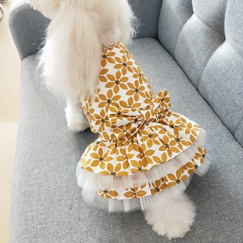 

Kawaii Dog Clothes Princess Skirt Clothes for Dog Cartoon Costume Dress Pet Clothing Spring Summer Fashion Floral Lace Mascotas