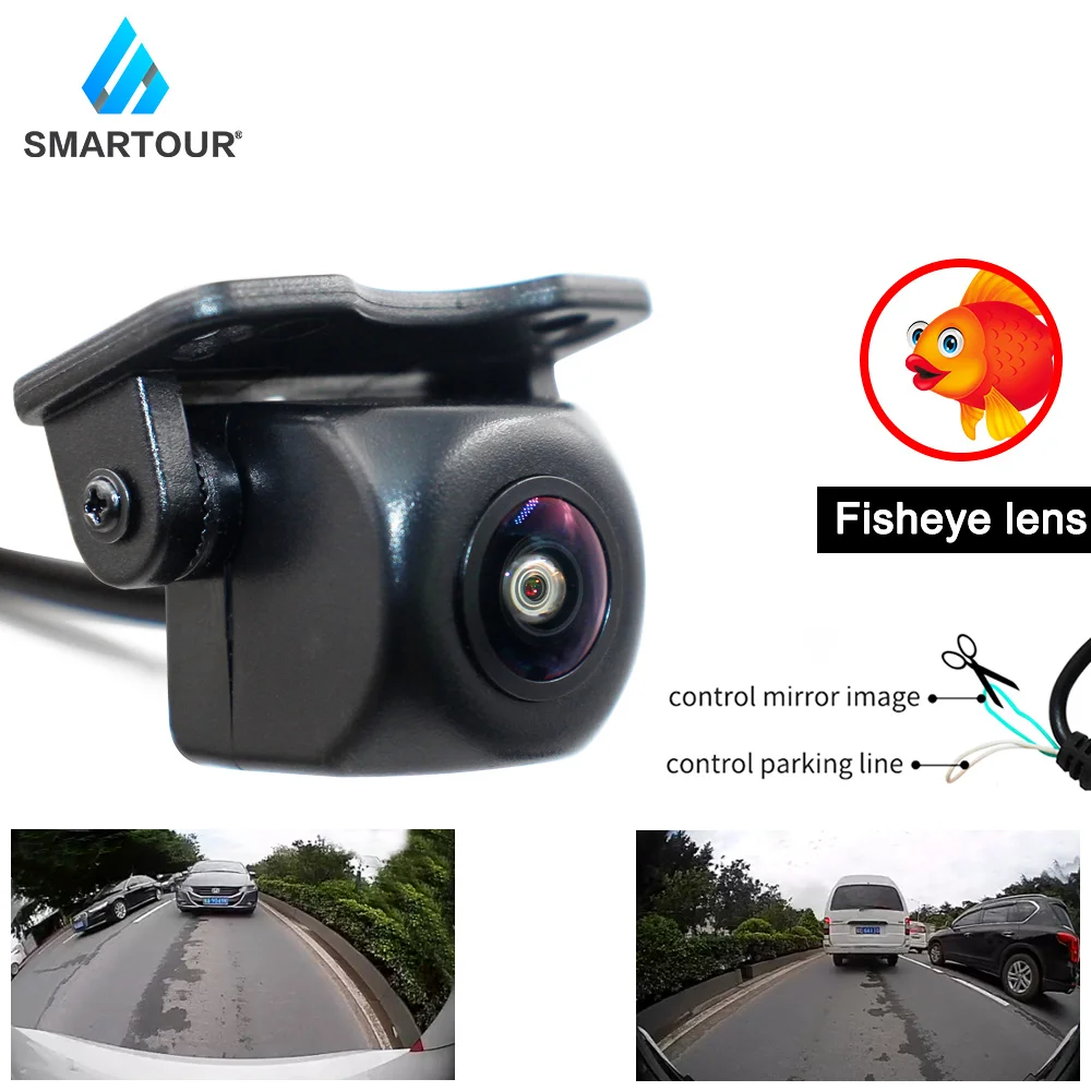 SMARTOUR Color Car Rear View Fisheye Camera Night Vision Reversing Auto Parking Monitor CCD Waterproof 170 Degree HD Video cam