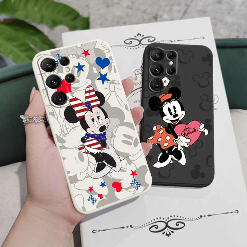 

Luxury Mickey Minnie Mouse Liquid Rope Cover Phone Case For Samsung Galaxy S22 S21 S20 Pro FE S10 Note 20 10 Plus Lite Ultra