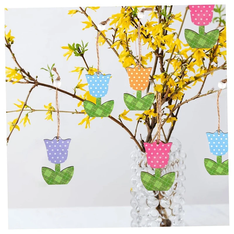 12-шт. Украшения-тюльпаны. Деревянные таблички-тюльпаны. День матери. Цветочные