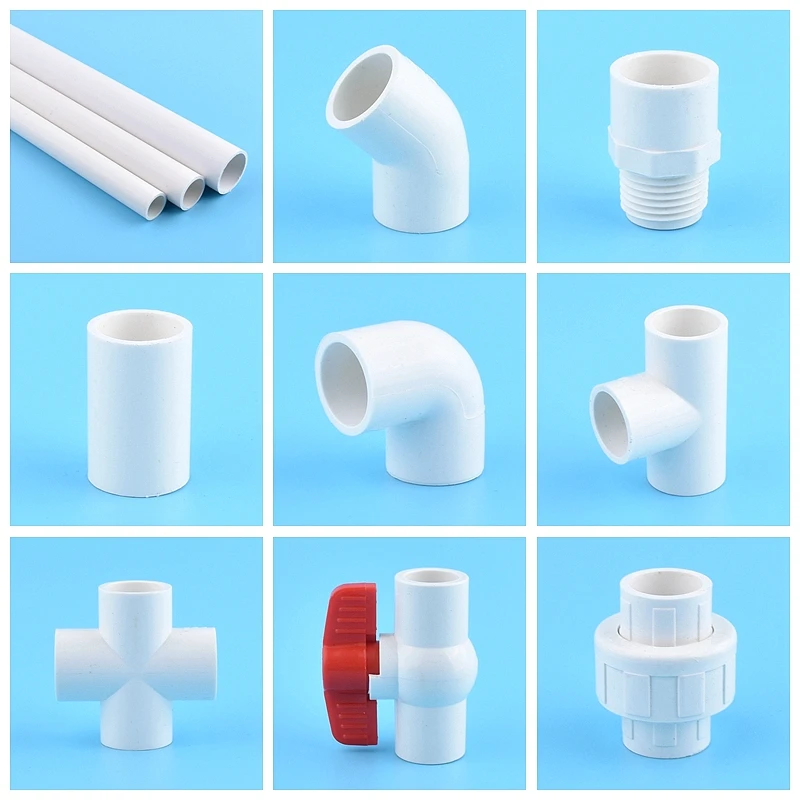 

2Pcs PVC Pipe Connector 20~50mm White Garden Irrigation Direct Tee Elbow Union Joint Pipe Clamp Cross Joint Aquarium Ball Valve
