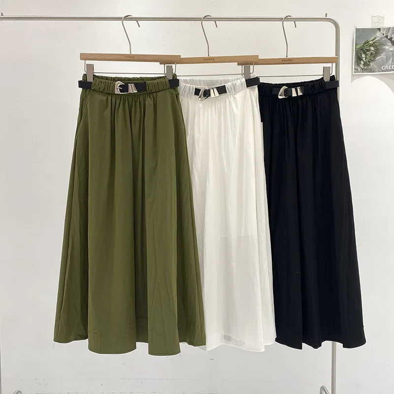 Юбка-миди Женская плиссированная с металлической пряжкой на резинке 3 цвета