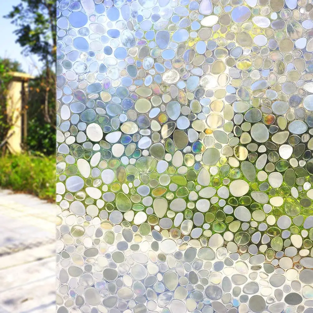 

No Glue Privacy Decorative Window Film, Static Cling Circles Pattern Glass Film for Home Kitchen Office Bedroom Living Room
