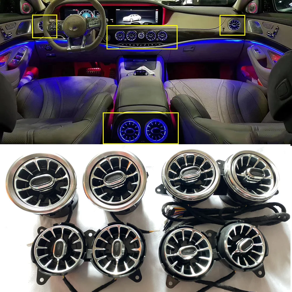 

7/64 For Mercedes-Benz S-Class W222 LED Air Vent Ambient Light Condition Outlet Turbine Trim 3D Rotary Tweeter Ambient Lamp