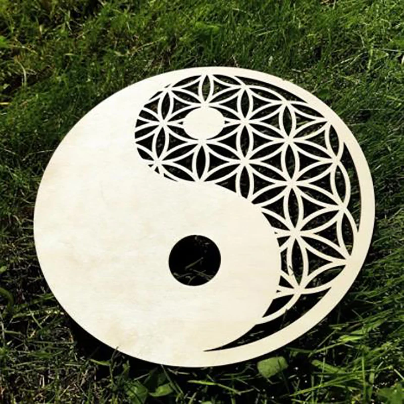 

2022 Yin Yang Flower Window Wall Wooden Decorations Pendant DIY Craft Pendant Bedroom Living Room Background Wall Hanging